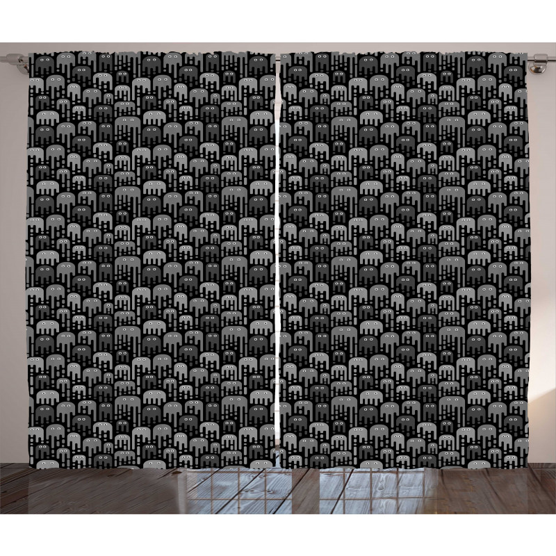 Funny Microorganisms Pattern Curtain