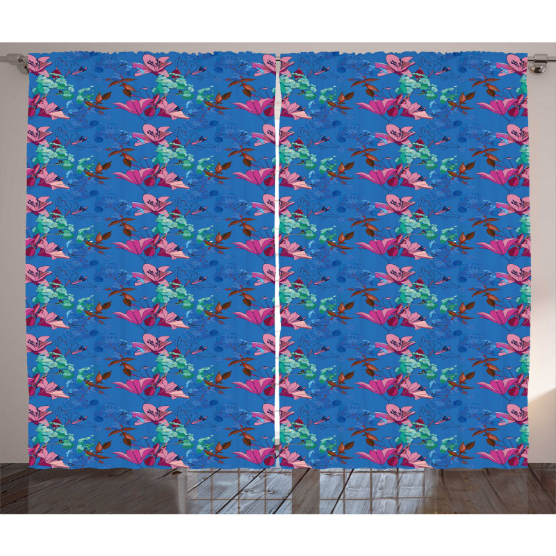 Blooming Lilies and Phloxes Curtain