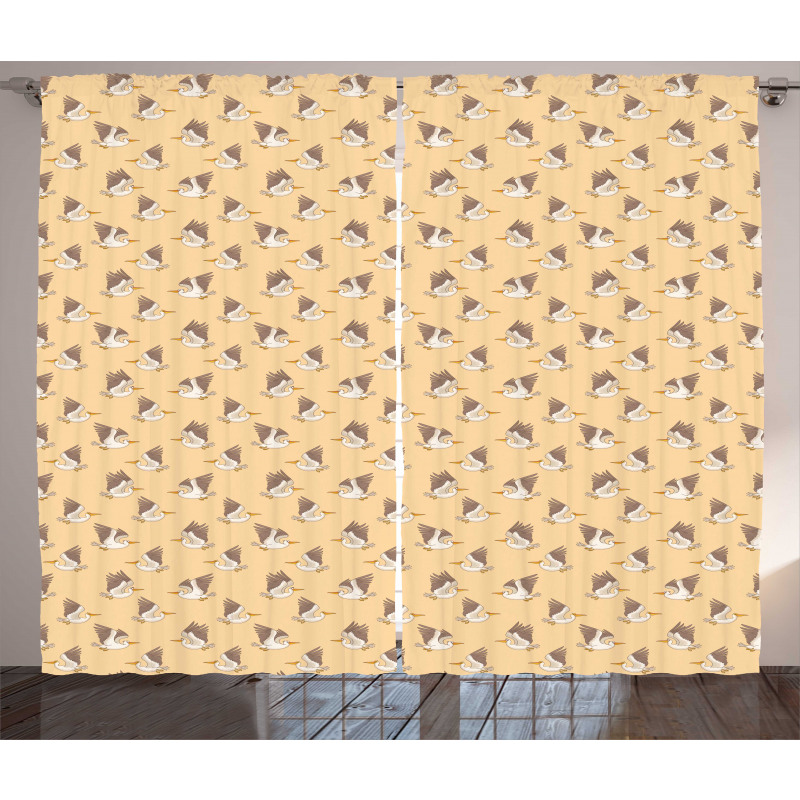 Funny Pelicans Illustration Curtain