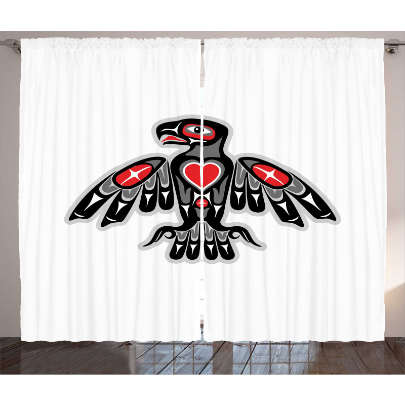 Indigenous Totem Bird Art Curtain