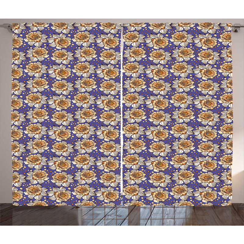 Flowers Round Spots Curtain