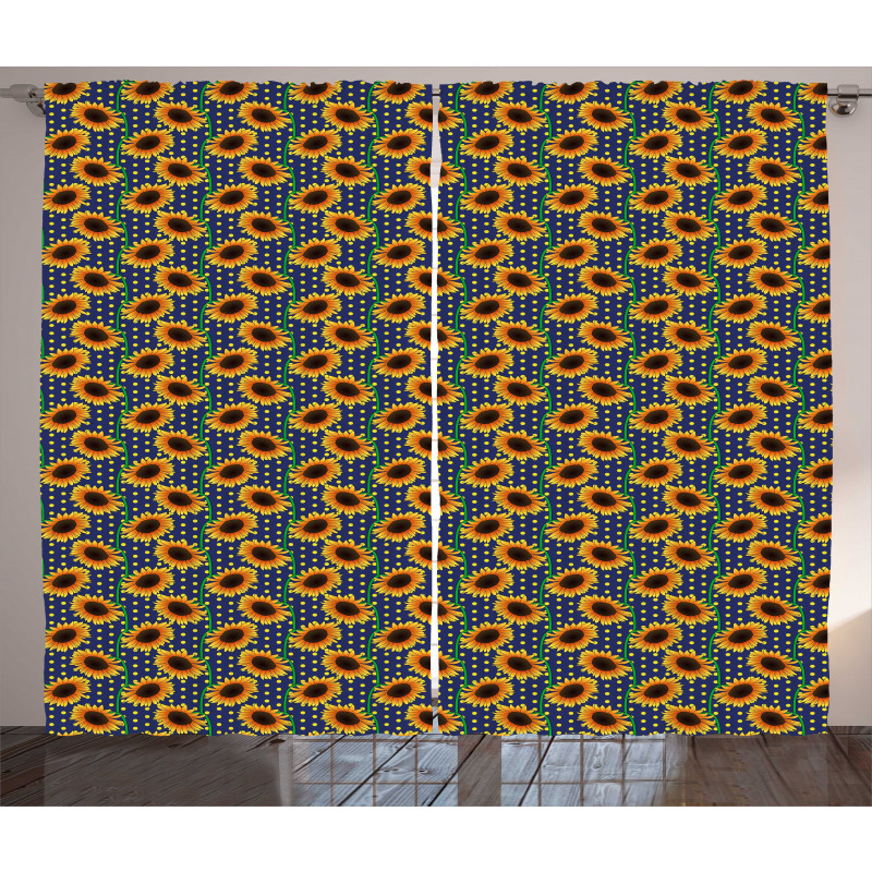 Sunflowers Polka Dots Curtain