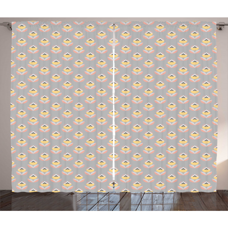 Abstract Geometric Flower Curtain