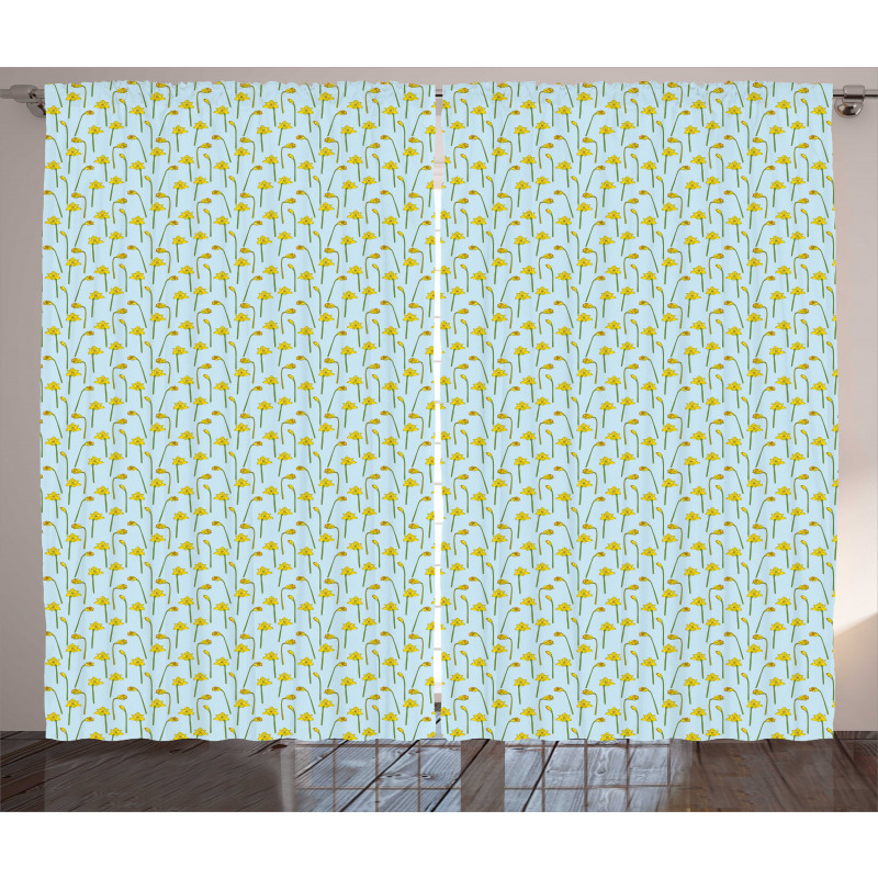 Cartoonish Daffodils Curtain