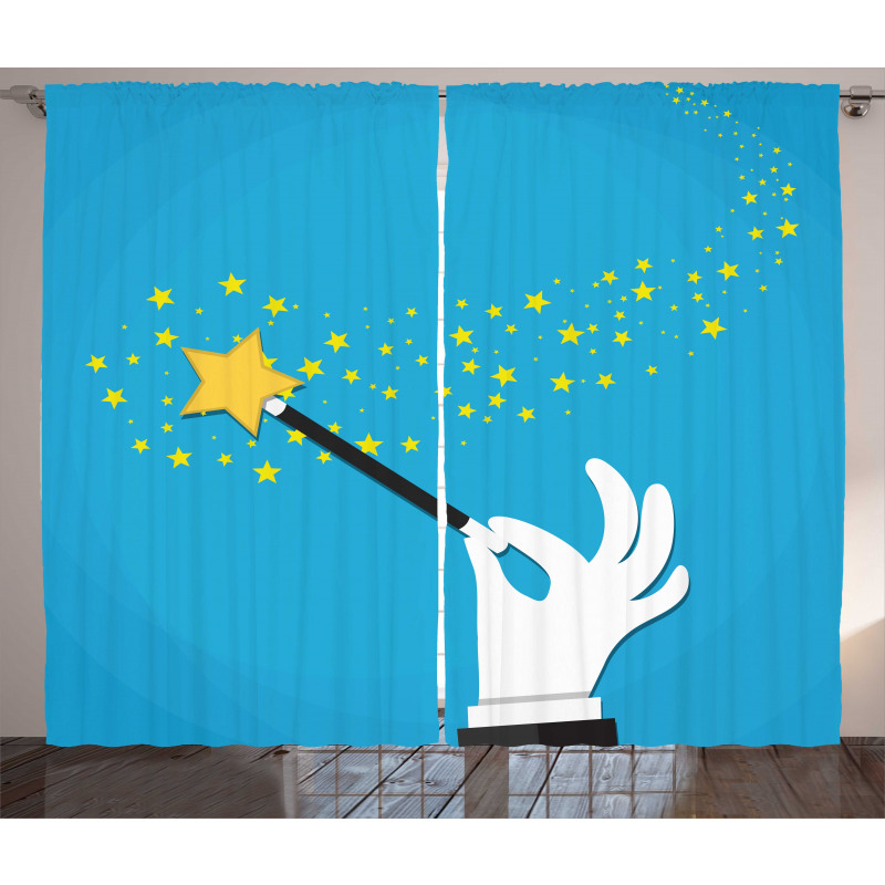 Magician Wand Spreading Stars Curtain