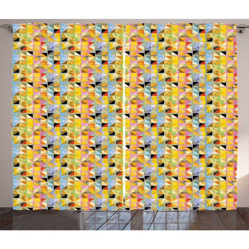 Creative Grunge Squares Curtain