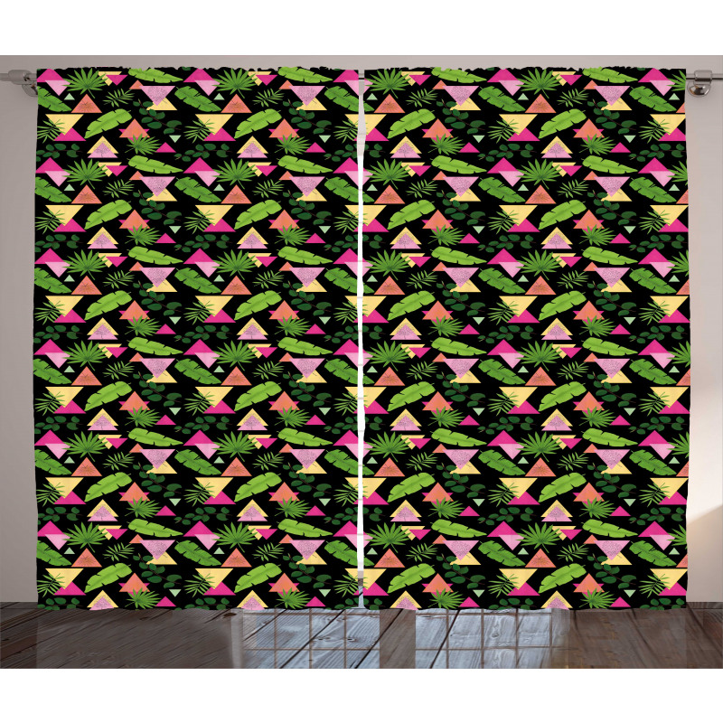 Exotic Leaves Triangles Curtain