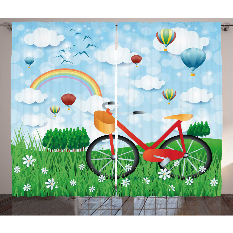 Spring Landscape with Bike Curtain