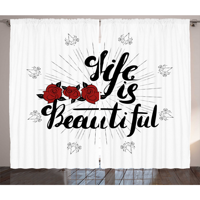 Life is Roses Motif Curtain