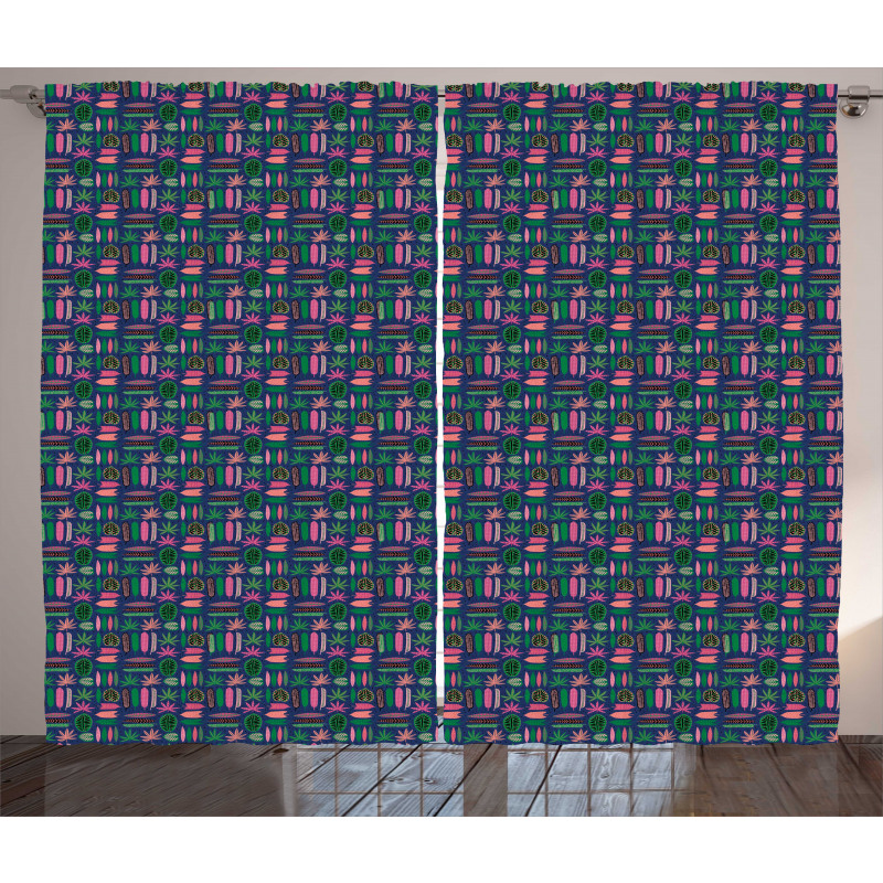 Contemporary Vibrant Leaves Curtain