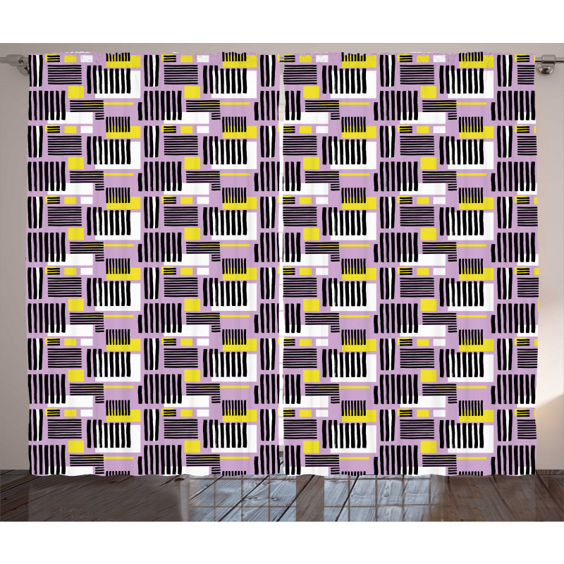 Modern Stripe and Squares Curtain