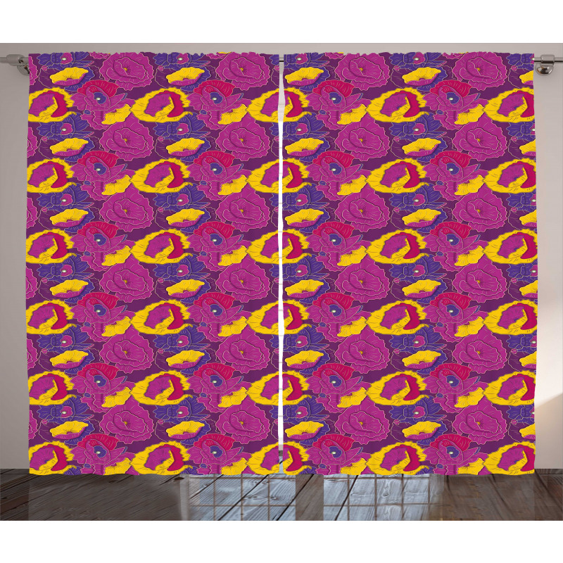 Cartoon Cheerful Flowers Curtain