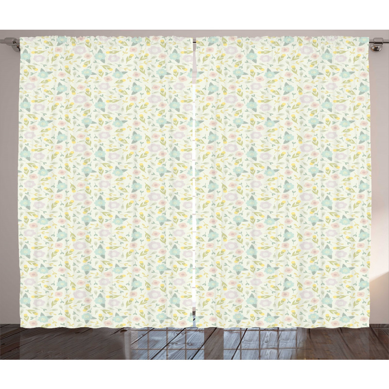 Pastel Tone Flora Curtain