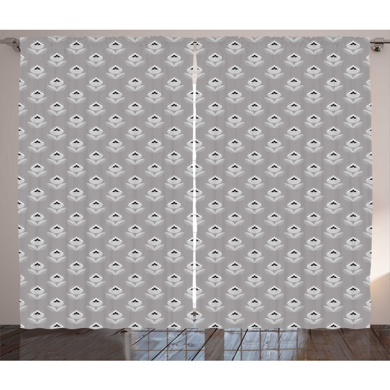 Greyscale Geometric Flower Curtain