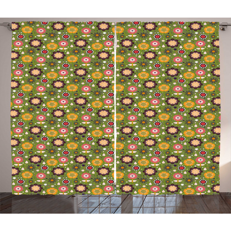 Spring Nature Flowers Curtain