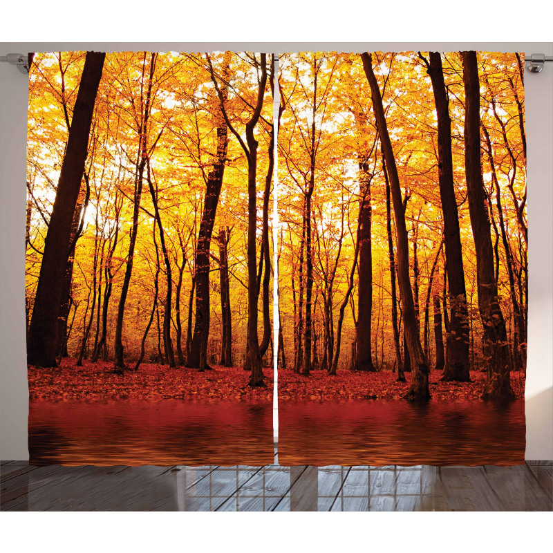 Autumn Forest Trees Curtain