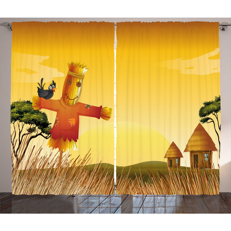 Farm Houses and Scarecrow Curtain