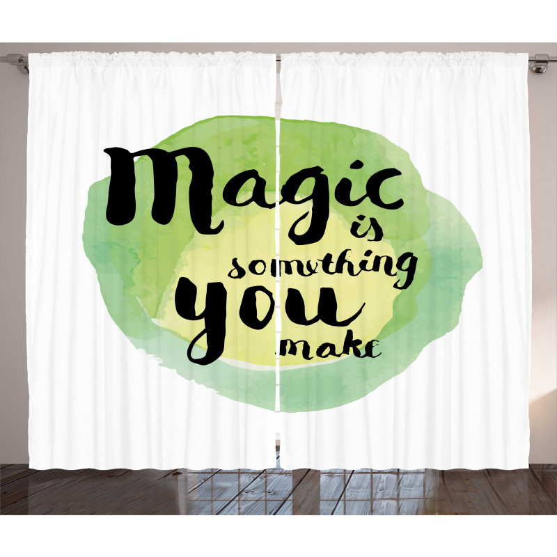 Watercolor Inspirational Art Curtain