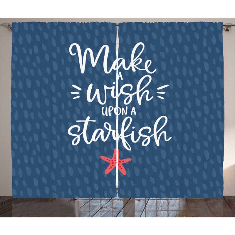 Nautical Text with Starfish Curtain