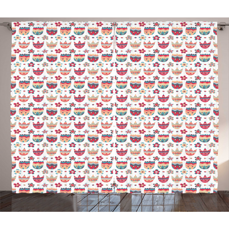 Folkloric Tulips and Florets Curtain