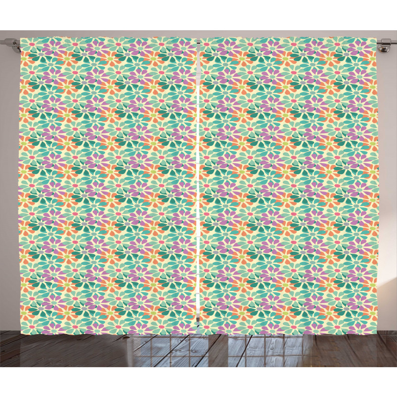 Funny Spring Flowers Bloom Curtain