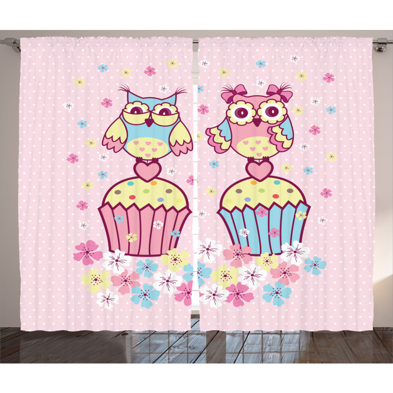 Couples Cupcakes Romantic Curtain