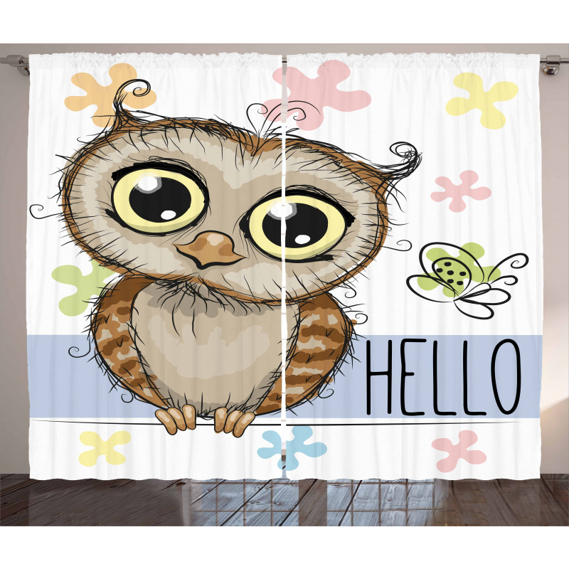 Cartoon Butterfly Hello Curtain