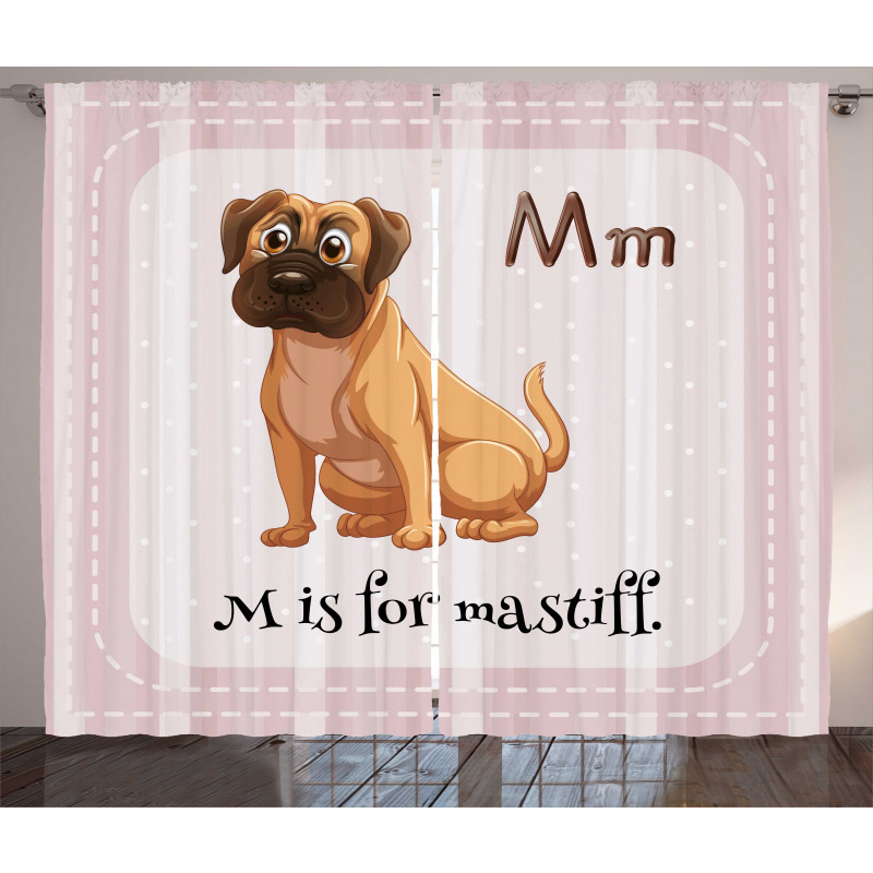 Cartoon English Mastiff Curtain