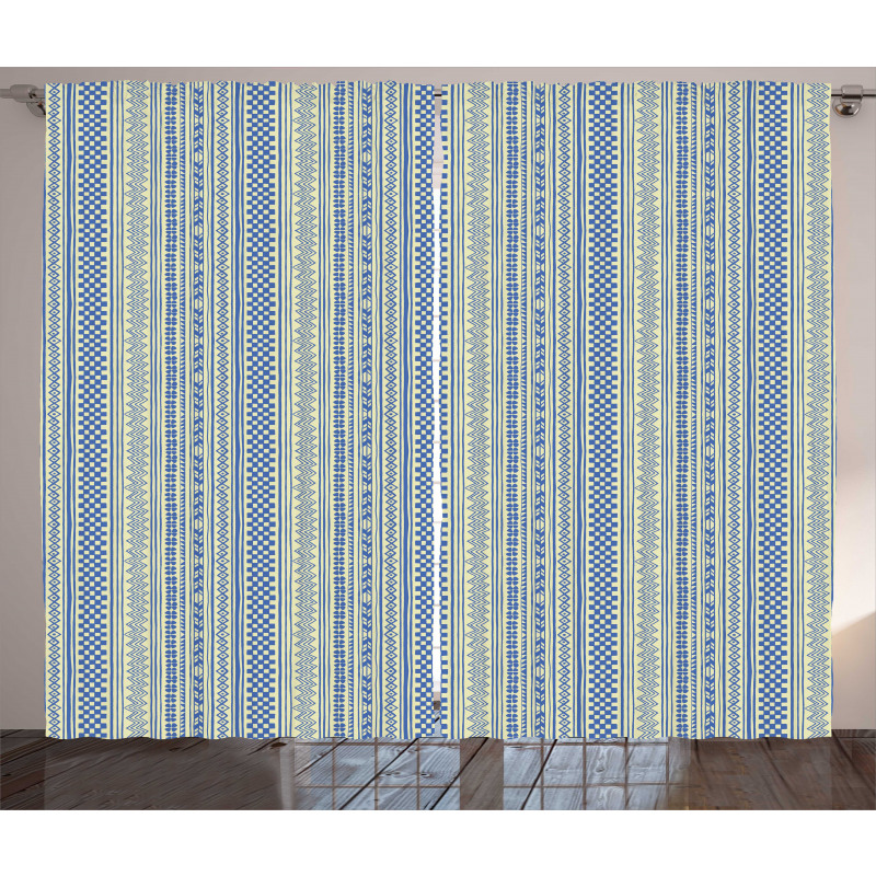 Vertical Chevrons and Strips Curtain