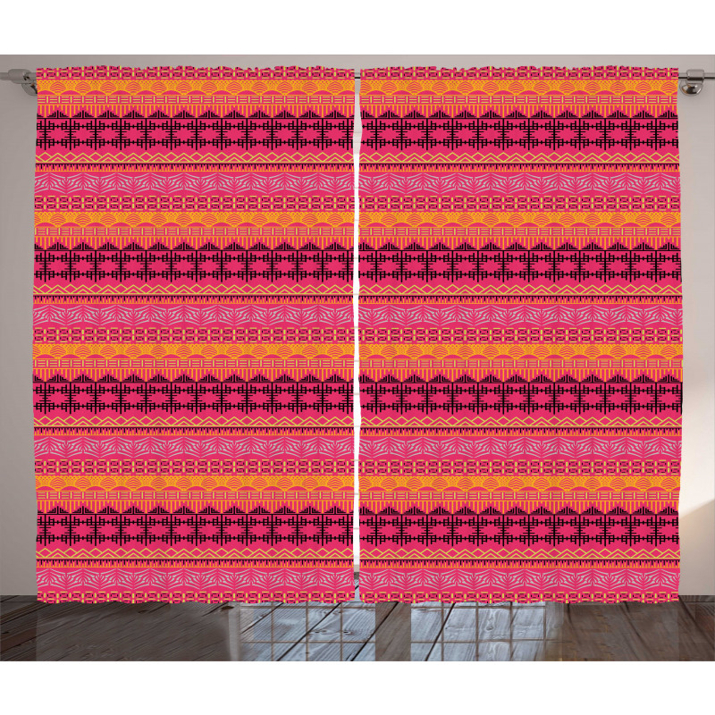 Abstract Tribal Style Motif Curtain