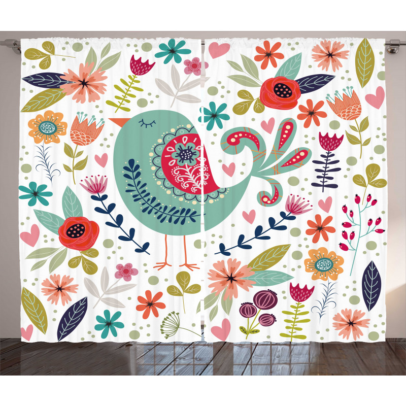 Ornate Bird and Flowers Curtain