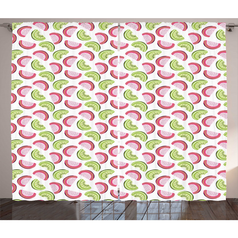 Abstract Kiwi and Watermelon Curtain