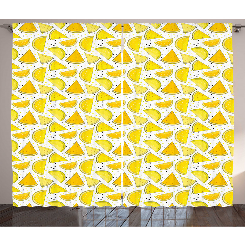 Yellow Color Palette Slices Curtain