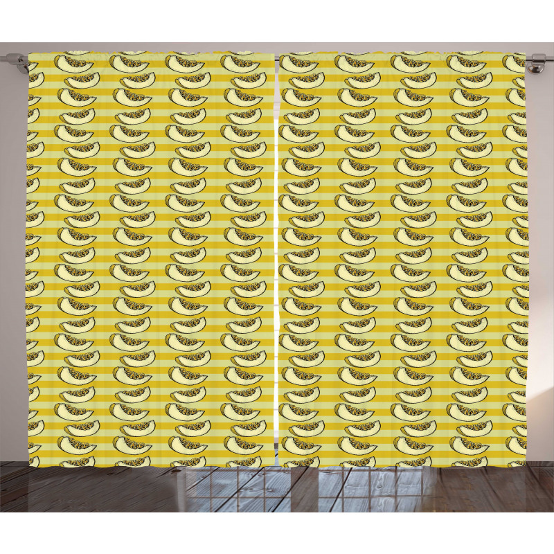 Sliced Piece of Fruit Stripes Curtain