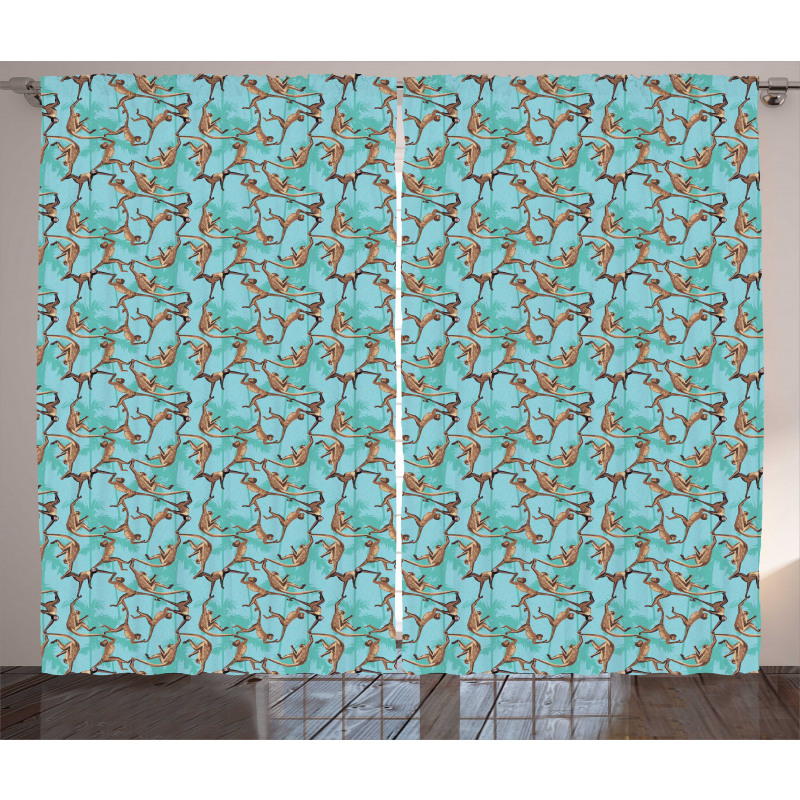 Jungle Animals on Branches Curtain