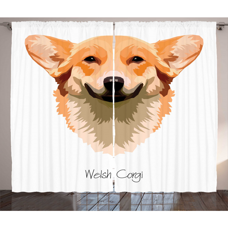 Friendly Funny Welsh Dog Art Curtain