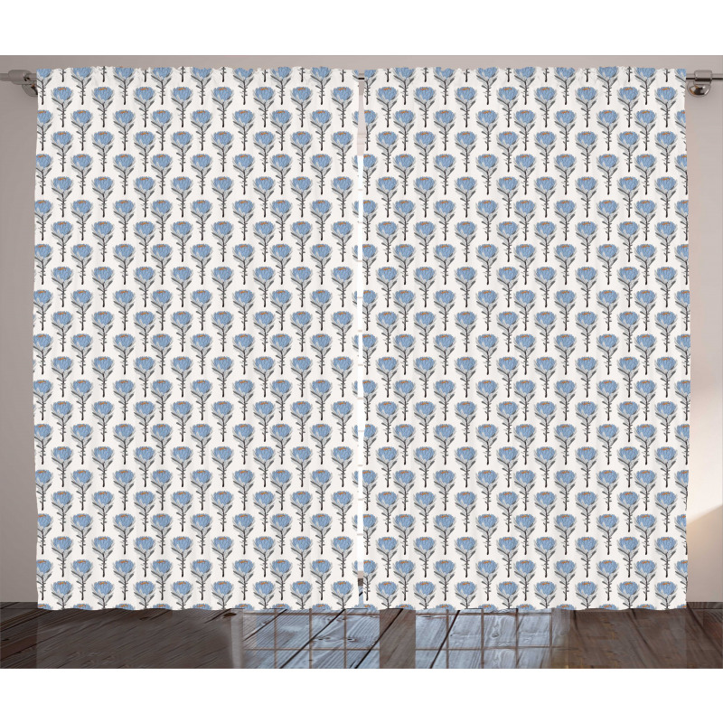 Protea Flowers Pattern Curtain