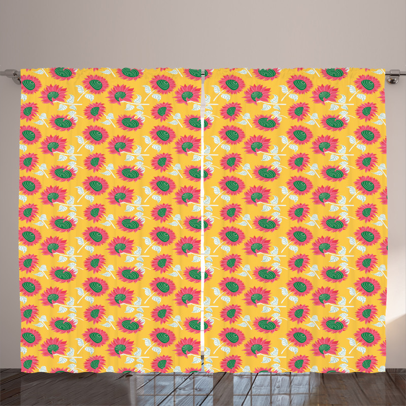 Summer Abstract Sunflowers Curtain
