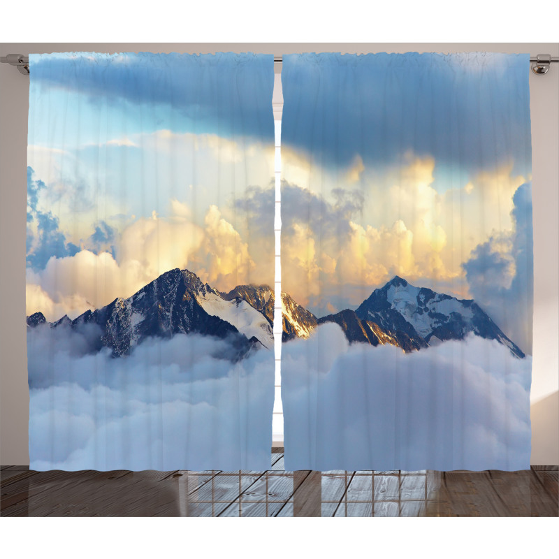 Snowy and Cloudy Peak Curtain