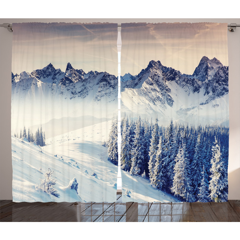 Snowy Winter View Curtain