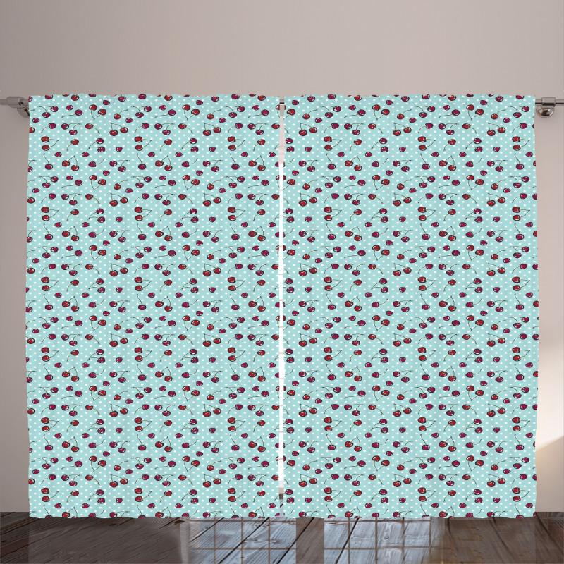 Fruit on Nostalgic Dots Curtain