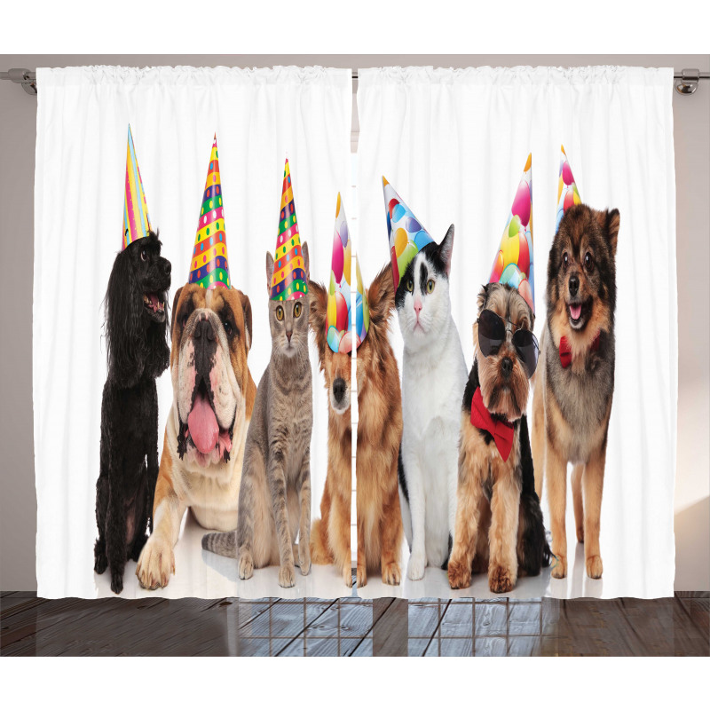 Party Animals in Hats Curtain