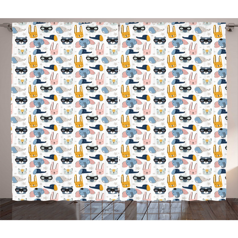 Doodle Design Animals Curtain