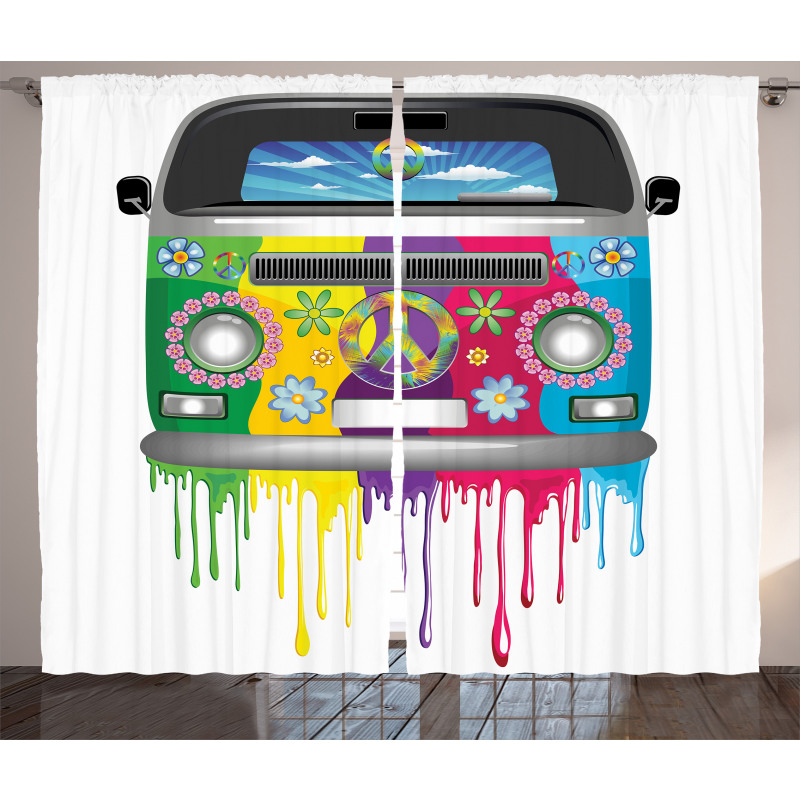 Hippie Van Vacation Curtain