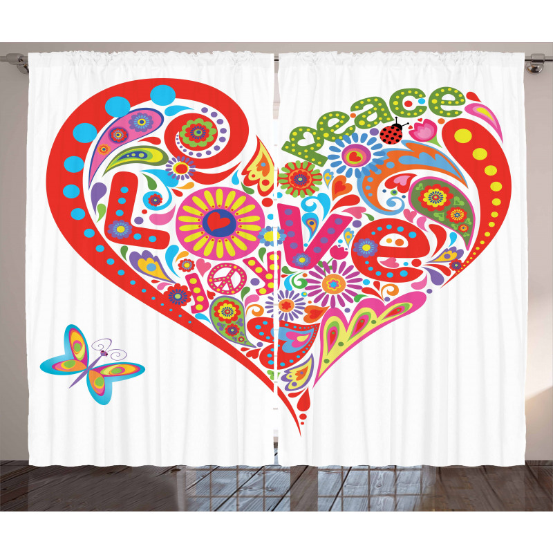 Colorful Peace Heart Curtain