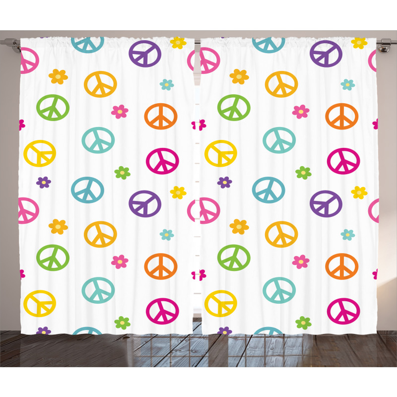 Old Peace Sign Curtain