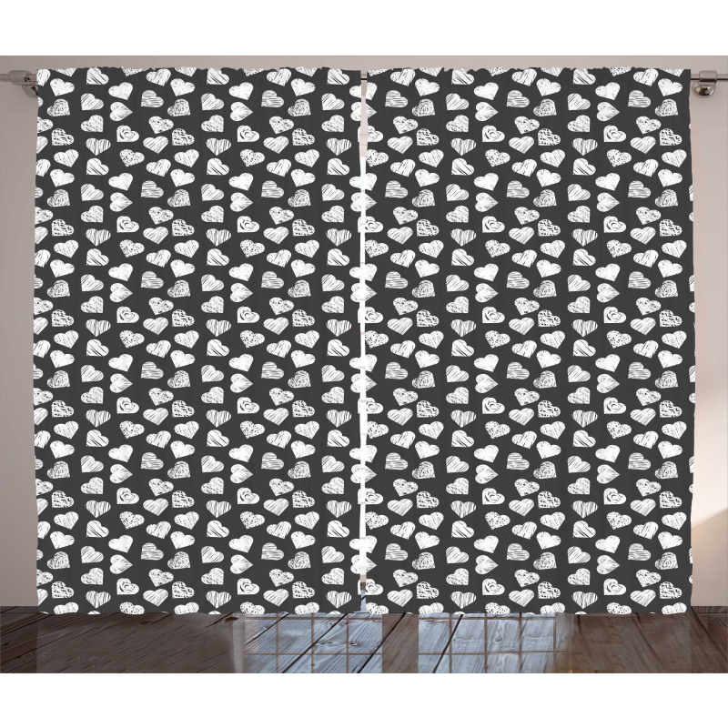 Modern Hearts Art Curtain