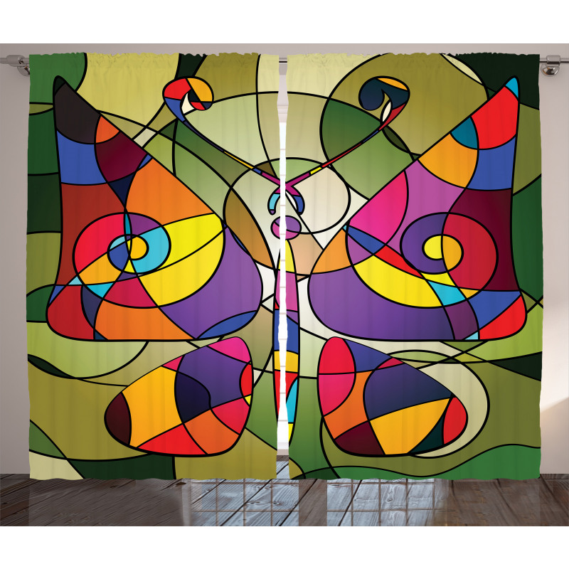 Abstract Butterfly Art Curtain