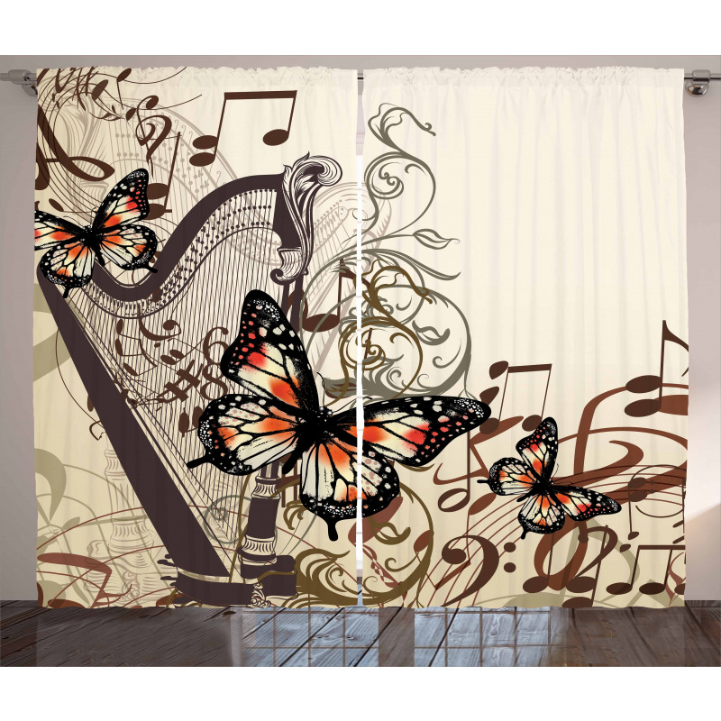 Harp Ornament Butterfly Curtain