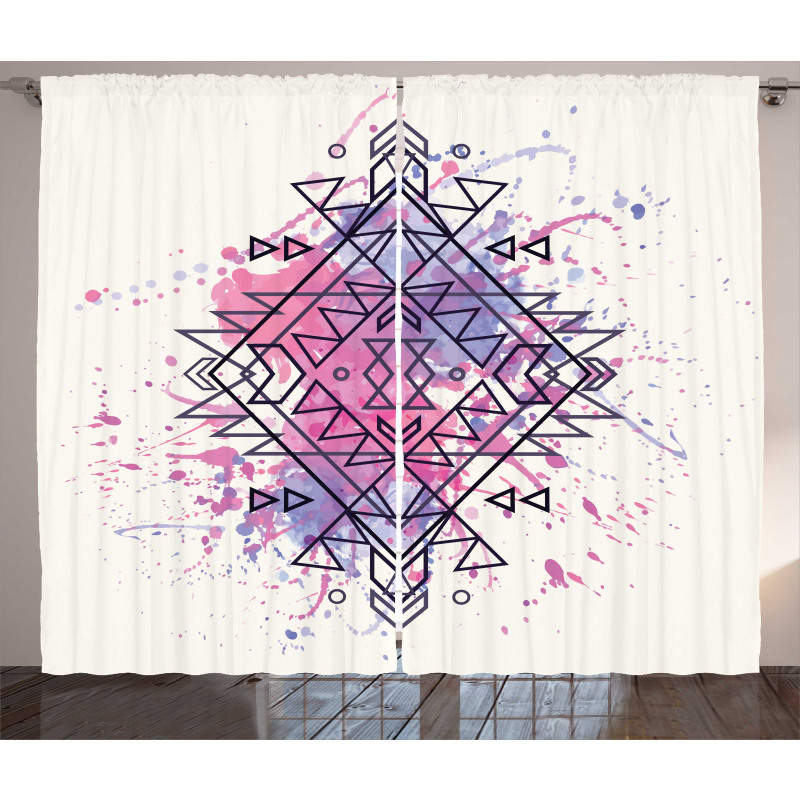 Motif Grunge Splashes Curtain